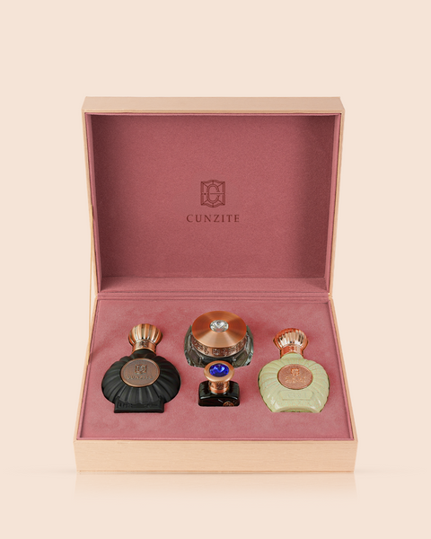 Harmony Set 3 open premium perfume box with harmonious fragrances Cunzite UAE
